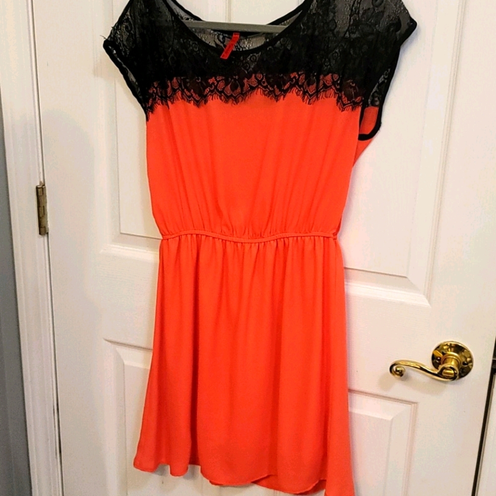 Black lace detail mini dress